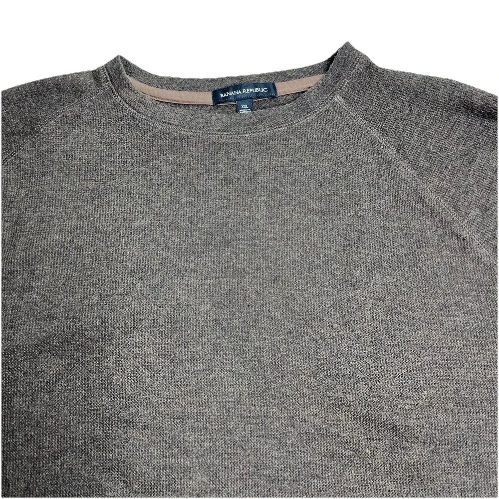Banana Republic‎ Waffle Knit Long Sleeve Crewneck T-Shirt Brown Men's XXL